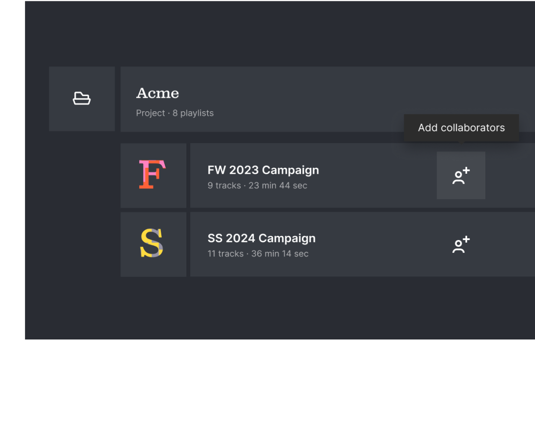Epidemic Sound team collaboration feature